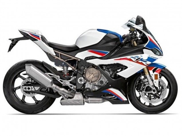2019-2022 BMW S1000RR Motorcycle Fairings - White Blue Red Stripe