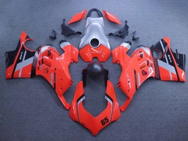 2020-2021 Ducati Panigale V4 V4S Motorcycle Fairings - Silver Red Matte Black Stripe 65