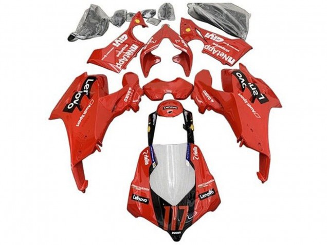 2020-2021 Ducati Panigale V4 V4S Motorcycle Fairings - Red Glossy Black Lenovo 117