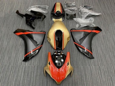 2008-2011 Honda CBR1000RR Motorcycle Fairings - Gold Red Matte Black Star