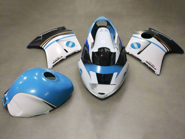 1996-2007 Honda CBR1100XX Blackbird Motorcycle Fairings - White Blue Black Konica Minolta