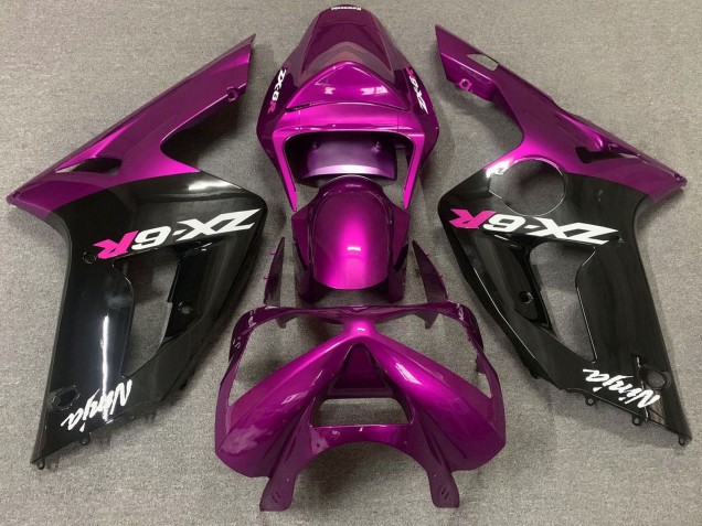 2003-2004 Kawasaki ZX6R Motorcycle Fairing - Purple Glossy Black