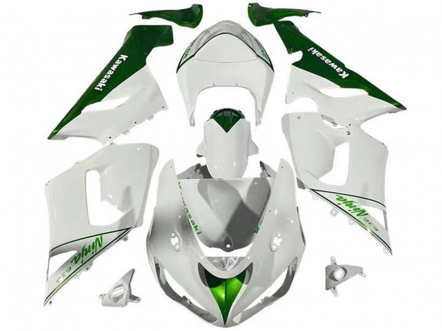 2005-2006 Kawasaki ZX6R Motorcycle Fairings - White Green