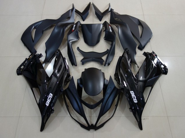 2007-2008 Kawasaki ZX6R Motorcycle Fairings - Matte Black Glossy Black White