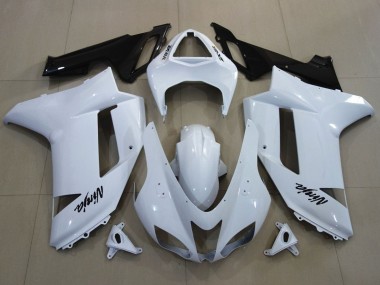 2007-2008 Kawasaki ZX6R Motorcycle Fairings - White Black