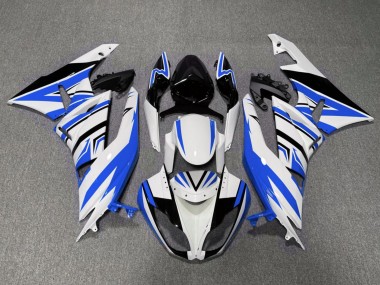 2007-2008 Kawasaki ZX6R Motorcycle Fairings - White Blue Black