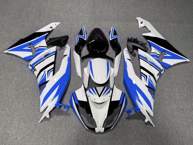 2007-2008 Kawasaki ZX6R Motorcycle Fairings - White Blue Black