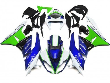 2007-2008 Kawasaki ZX6R Motorcycle Fairings - White Blue Green Black