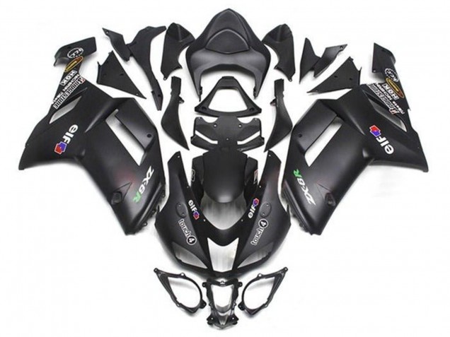 2007-2008 Kawasaki ZX6R Motorcycle Fairings - Matte Black Elf