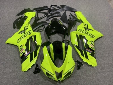 2007-2008 Kawasaki ZX6R Motorcycle Fairings - Neon Yellow Black Icon