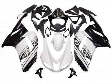 2007-2008 Kawasaki ZX6R Motorcycle Fairings - White Black Silver Stripe