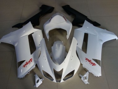 2007-2008 Kawasaki ZX6R Motorcycle Fairings - White Red