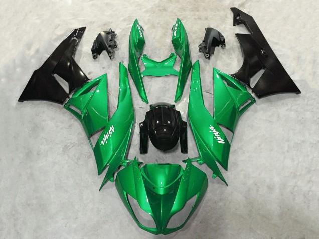 2009-2012 Kawasaki ZX6R Motorcycle Fairings - Green Glossy Black White Ninja