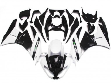 2009-2012 Kawasaki ZX6R Motorcycle Fairings - White Glossy Black