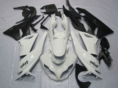 2009-2012 Kawasaki ZX6R Motorcycle Fairings - White Matte Black