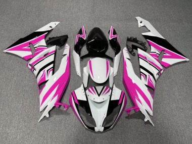 2009-2012 Kawasaki ZX6R Motorcycle Fairings - White Pink Black