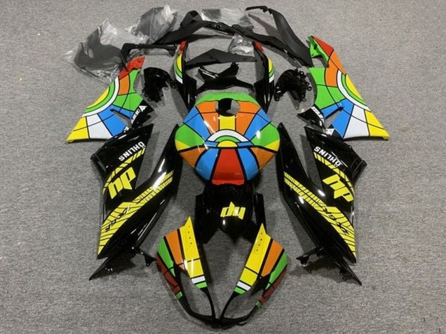 2009-2012 Kawasaki ZX6R Motorcycle Fairings - Glossy Black Multicolor