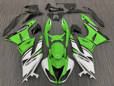 2009-2012 Kawasaki ZX6R Motorcycle Fairings - Green White Black Stripe