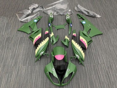 2009-2012 Kawasaki ZX6R Motorcycle Fairings - Yellow Pink Matte Green Shark