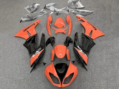 2009-2012 Kawasaki ZX6R Motorcycle Fairing - Orange Glossy Black
