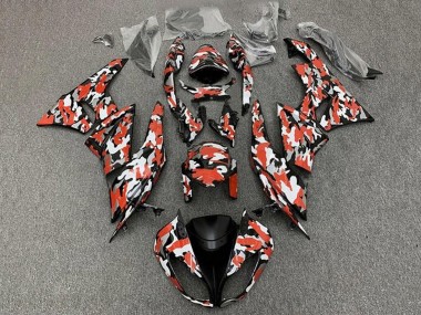 2009-2012 Kawasaki ZX6R Motorcycle Fairings - Red White Black Camouflage