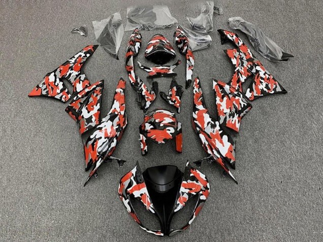 2009-2012 Kawasaki ZX6R Motorcycle Fairings - Red White Black Camouflage