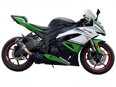 2009-2012 Kawasaki ZX6R Motorcycle Fairings - White Green Black