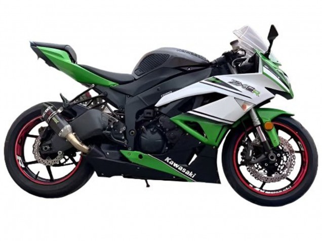 2009-2012 Kawasaki ZX6R Motorcycle Fairings - White Green Black
