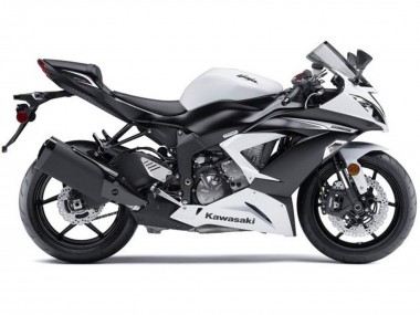 2013-2018 Kawasaki ZX6R Motorcycle Fairings Kit - White Matte Black