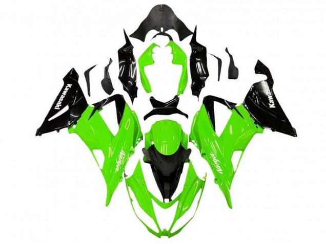 2013-2018 Kawasaki ZX6R Motorcycle Fairing Kits - Green Glossy Black