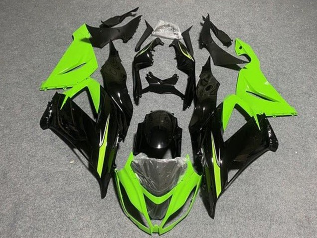 2013-2018 Kawasaki ZX6R Motorcycle Fairings - Light Green Glossy Black