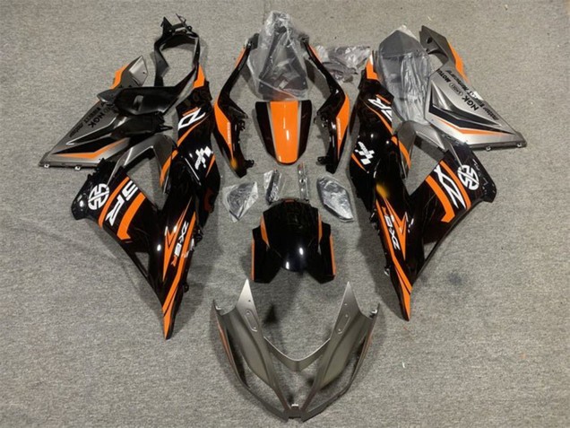 2013-2018 Kawasaki ZX6R Motorcycle Fairing - Orange Glossy Black