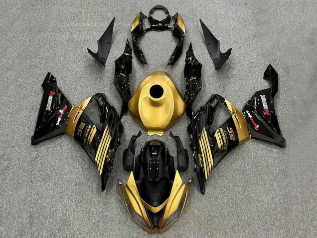 2013-2018 Kawasaki ZX6R Motorcycle Fairings - Gold Glossy Black