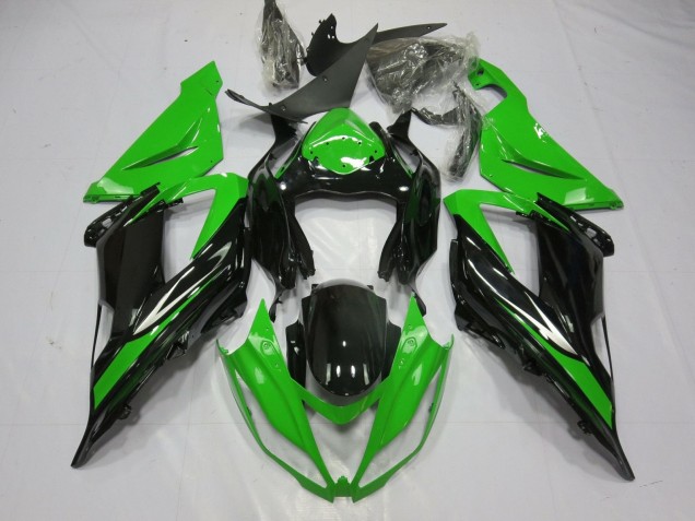 2013-2018 Kawasaki ZX6R Motorcycle Fairing - Green Glossy Black