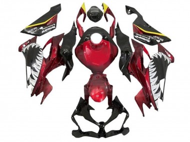 2019-2022 Kawasaki ZX6R Motorcycle Fairings - Candy Red Yellow White Shark