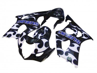2003-2004 Suzuki GSXR 1000 Motorcycle Fairings - Black White Blue Tribal