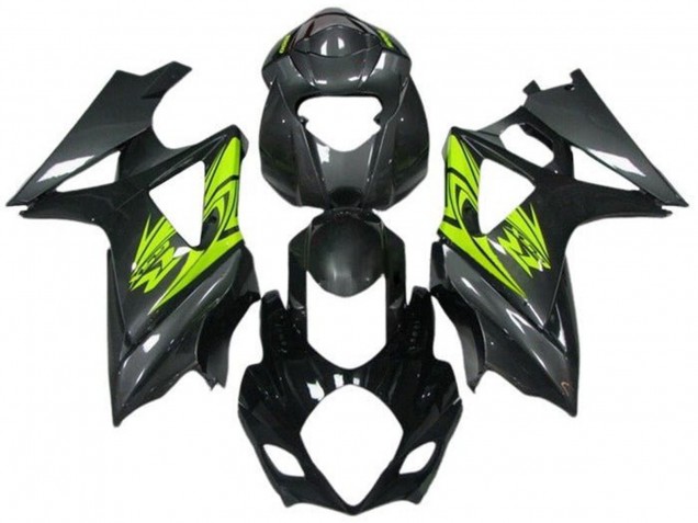 2005-2006 Suzuki GSXR 1000 Motorcycle Fairings - Black Grey Neon Yellow