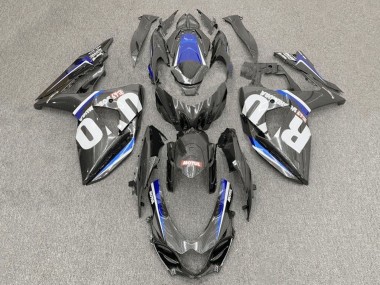2017-2025 Suzuki GSXR1000 Motorcycle Fairings - Faux Carbon Fiber White Blue