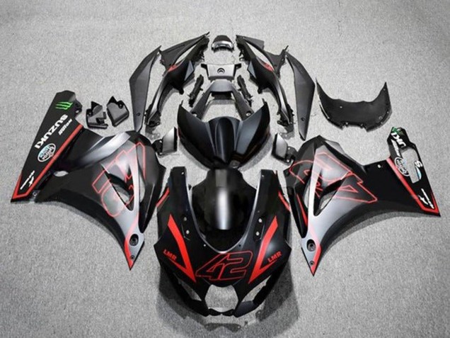 2017-2025 Suzuki GSXR1000 Motorcycle Fairings - Matte Black Red 42