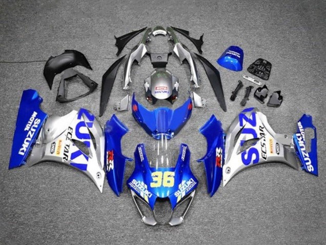 2017-2025 Suzuki GSXR1000 Motorcycle Fairings - Blue Silver Ecstar 36