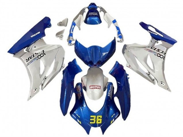 2017-2025 Suzuki GSXR1000 Motorcycle Fairings - Blue Silver Motul 36