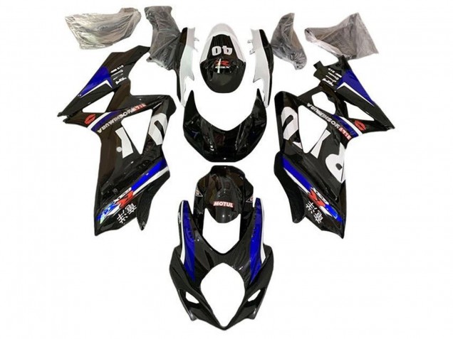 2007-2008 Suzuki GSXR 1000 Motorcycle Fairings - Black White Blue Yoshimura