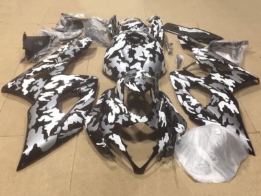 2007-2008 Suzuki GSXR 1000 Motorcycle Fairings - Black White Grey Camouflage