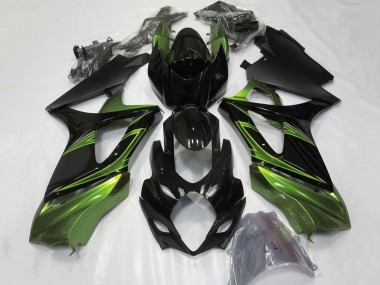 2007-2008 Suzuki GSXR 1000 Motorcycle Fairings - Green Glossy Black