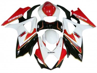 2007-2008 Suzuki GSXR 1000 Motorcycle Fairings - White Red Gold Black
