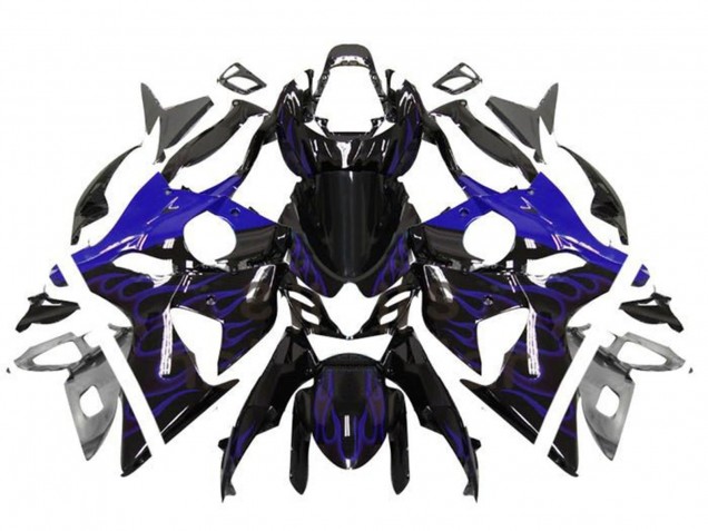 2009-2016 Suzuki GSXR 1000 Motorcycle Fairings - Glossy Black Blue Flame