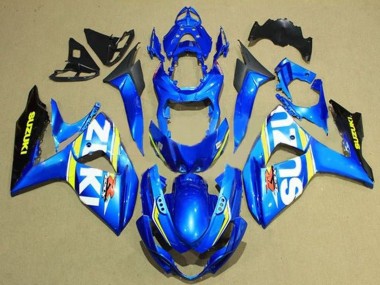 2009-2016 Suzuki GSXR 1000 Motorcycle Fairings - Blue White Yellow Stripe Black