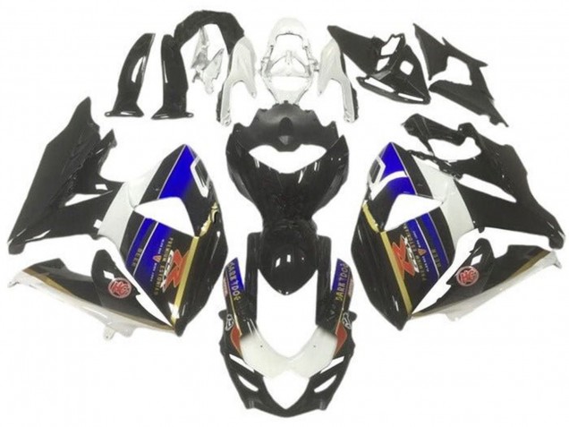 2009-2016 Suzuki GSXR 1000 Motorcycle Fairings - White Blue Black Gold Stripe