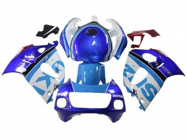1996-2000 Suzuki GSXR 600 / GSXR 750 Motorcycle Fairings - White Blue Stripe