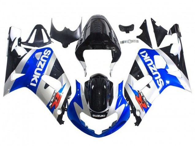 2001-2003 Suzuki GSXR 600 / GSXR 750 Motorcycle Fairings - Blue Silver Glossy Black